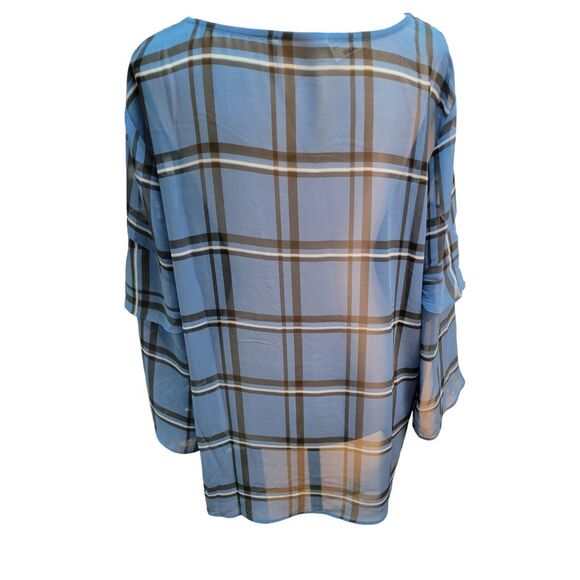 Style & Co Sz L Blue Mod Plaid Crossover Top New - Picture 4 of 7